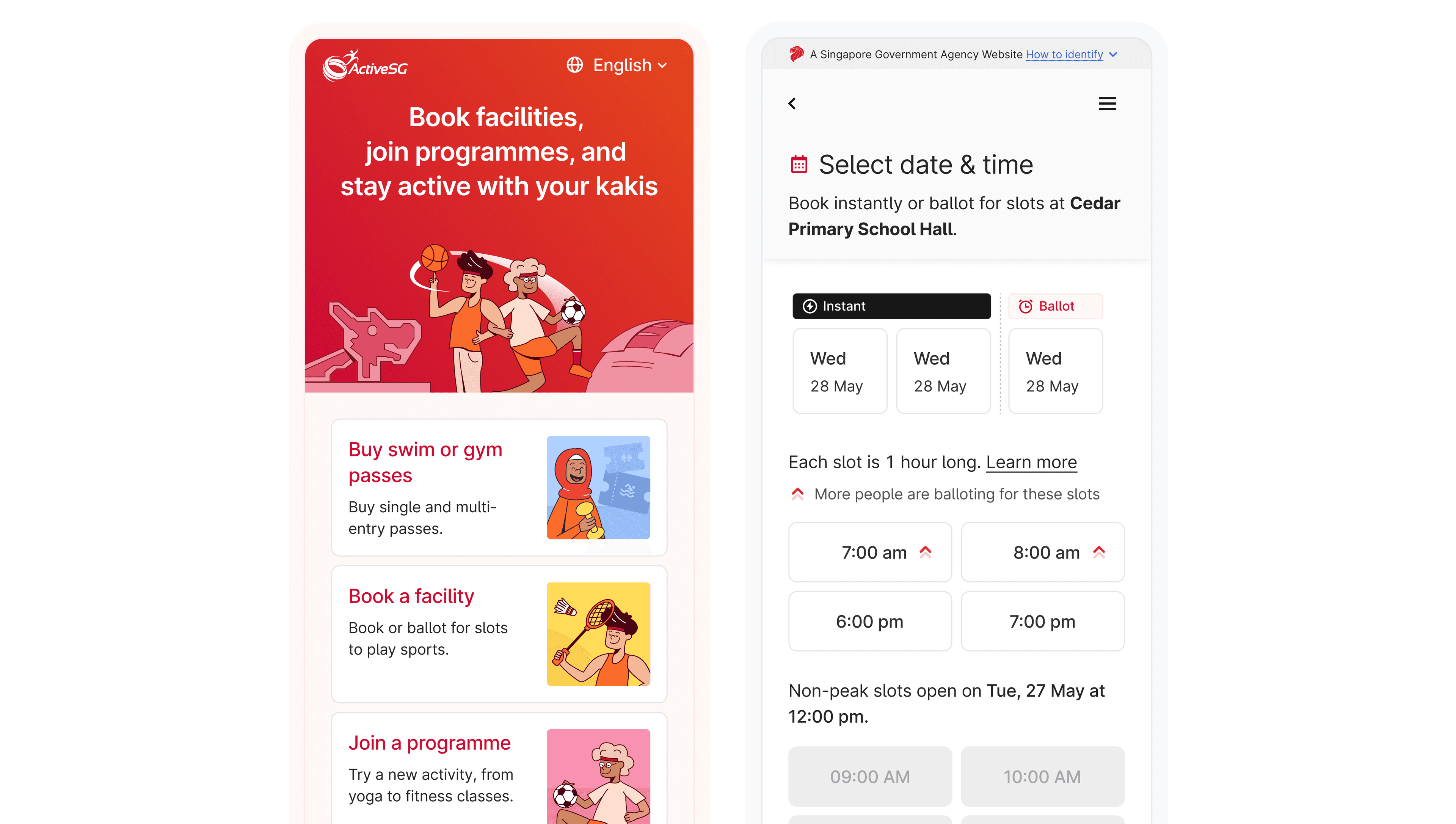 Screenshot of ActiveSG app